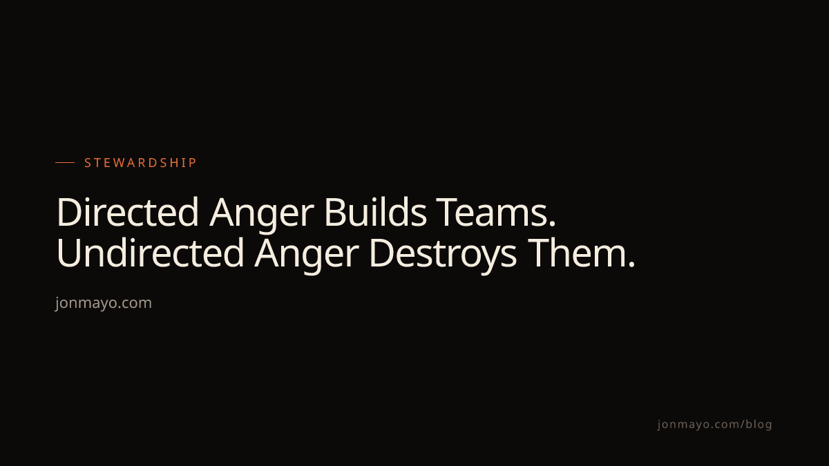 Directed Anger Builds Teams. Undirected Anger Destroys Them. | Jon Mayo